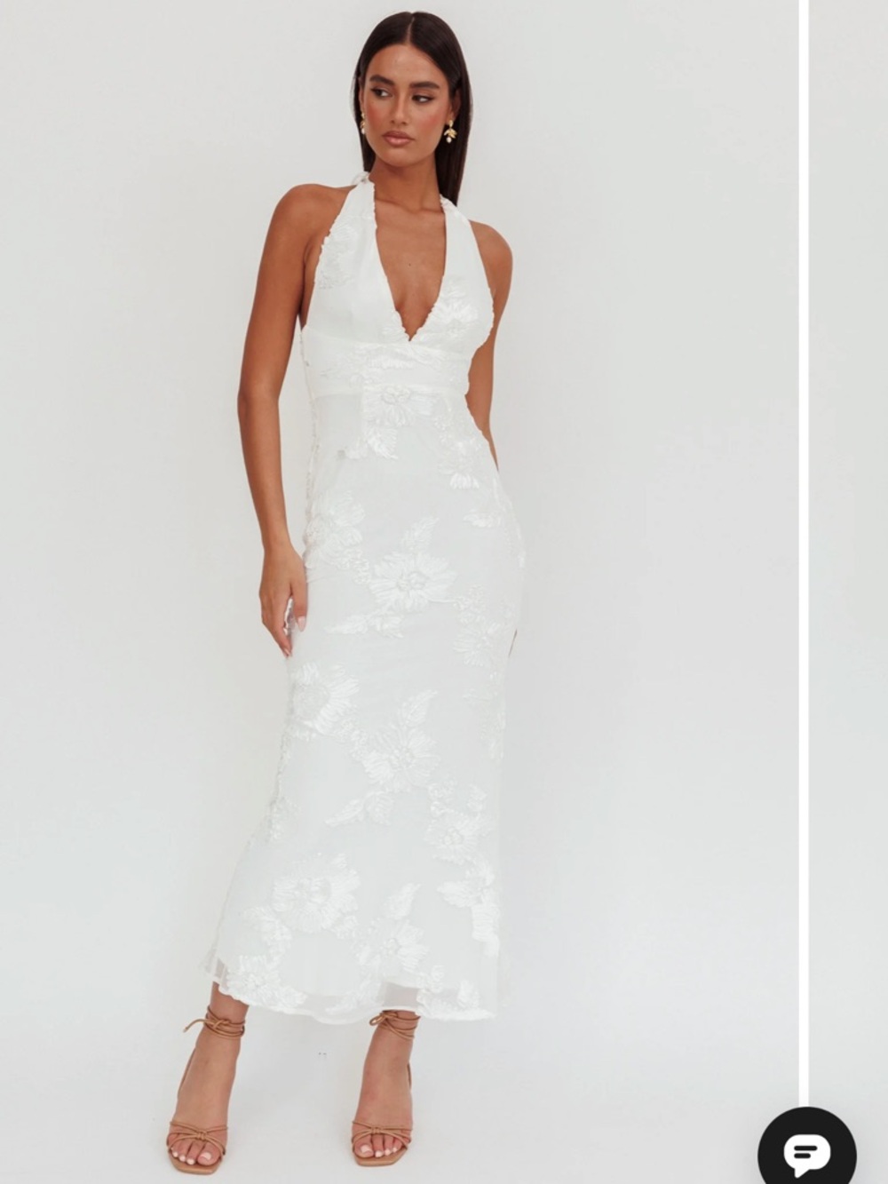 Selfie Leslie White Lace Halter Maxi Dress